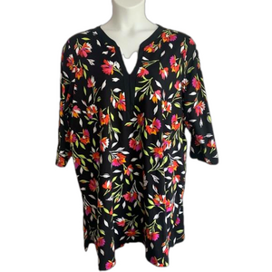 Floral Black Swim Cover-Up